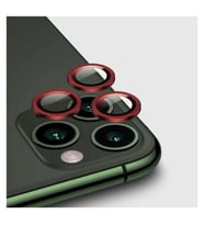 Apple iPhone 11 Pro Max Kamera Koruyucu Lens Mercek Metal Çerçeveli 3lü Set Kırmızı Red