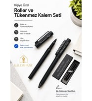 Mat Siyah Kişiye Özel Lüks Kutulu Roller ve Tükenmez Kalem Seti