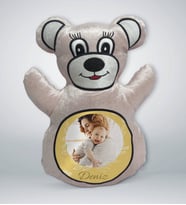 BK Gift Kişiye Özel İsimli Fotoğraflı Krem Ayıcık Yastık-3
