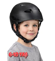 Siyah Çocuk Kaskı Spor Koruyucu Kask Kaykay Bisiklet Scooter Paten Ekipmanı