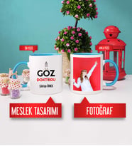 Göz Doktoru Kupa Bardak Mavi Fotoğraflı