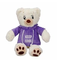 Kapüşonlu Peluş Ayı 30 cm (Beyaz - Açık Gri - Neon Yeşil - Mavi)
