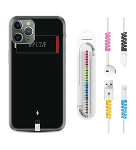 Apple iPhone 11 12 13 14 Pro Max Kılıf Kablo Koruma Spiral Silikon My Love 1402