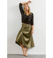 Çiçek Motifli Crop Triko Takım - Kahve