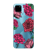 Realme C21Y/C25Y Uyumlu Gül Desenli Şeffaf Telefon Kılıfı