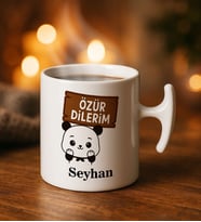 BK Gift Kişiye Özel Özür Dilerim Tasarımlı Hammer Kulplu Kupa Bardak, Özür Dileme Hediyesi