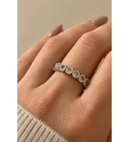Oval Zirkon Taşlı Tamtur Tasarım Ayarlanabilir Kadın Çelik Yüzük Gümüş Kararmaz Renk Atmaz
