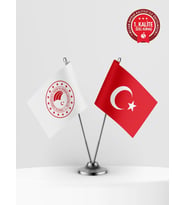 Tarım ve Orman Bakanlığı İkili Masa Bayrağı Set - Saten Kumaş 1. Kalite