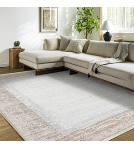 Makine Kaymaz Yıkanabilir Beyaz Bordürlü Triko Salon Halısı Mutfak Halısı Koridor Halısı Yolluk Beige