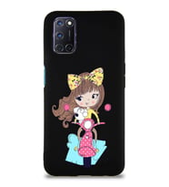 Oppo A52 Soft Premier Kapak Vespagirl Tasarımlı Silikon Kılıf - Siyah (Şeffaf)