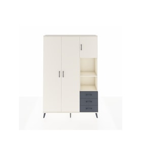 Arges Dolap 5 Raflı 3 Çekmeceli Tek Askılı 132x30x195 Aytaşı-Aytaşı/Antrasit
