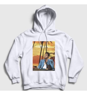 Presmono Unisex Beyaz Hawaii v2 Film Scarface Kapüşonlu Sweatshirt 250987tt