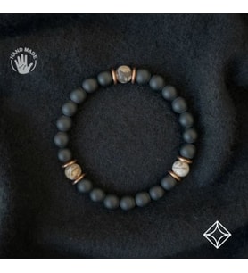 Alnis Atelier Jasper ve Mat Oniks Doğal Taş Erkek Bileklik Gerçek Doğal Taş El Yapımı Minimal Şık Günlük Bileklik