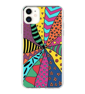 PrintiFy Apple  iPhone 11 ile Uyumlu 1mm Slim Fit Retro Renkler 4 Baskılı Şeffaf  Kılıf