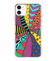 PrintiFy Apple  iPhone 11 ile Uyumlu 1mm Slim Fit Retro Renkler 4 Baskılı Şeffaf  Kılıf