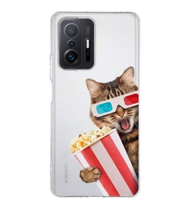 PrintiFy Xiaomi Mi 11T Pro ile Uyumlu 1mm Slim Fit Kedi 1 050b Baskılı Şeffaf  Kılıf