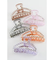 Oval İnci Taşlı Mandal Toka 8 cm
