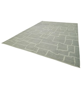 Modern Gri El Dokuma Salon Halısı Geometrik Motifli Dokulu Yüzey Dekoratif Seçenek