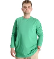 Mode XL Büyük Beden Erkek Tshirt Uzun Kol Manşetli 20103 Yeşil