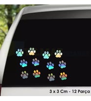 Kedi Pati Hologram Oto Sticker Araba Etiket Yapıştırma Aksesuar Çıkartma 3x3 Cm 12 Parça