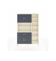 Arges Dolap 10 Raflı Tek Çekmeceli 4 Kapaklı 132x30x195 Aytaşı-Antrasit/Antrasit