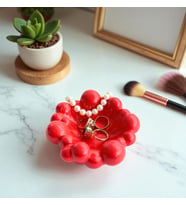 Renkli Bubble Tasarım Dekoratif Tabak, Takı, Anahtarlık ve Küçük Eşyalar İçin Organizer (Kırmızı)