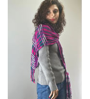 MOR PEMBE RENKLİ YUMUŞAK KADIN FULAR ŞAL EKOSE 160X40 CM