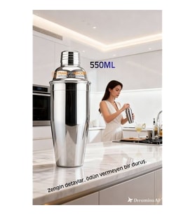 550 ml Inox Shaker - Kokteyl Karıştırma Kabı  Süzgeçli Bar Shaker Paslanmaz Çelik