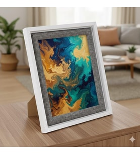 Premium Serisi 13 * 18 CM Ahşap Resim Çerçevesi Beyaz-Gri