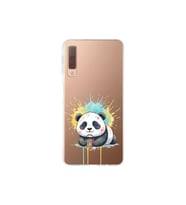 Samsung Galaxy A7 2018 ile Uyumlu Splash Panda Tasarımlı Şeffaf Silikon Kılıf