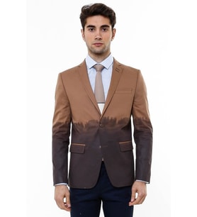 Pamuk Slim Fit Kahverengi Ceket  Wessi (Krem)
