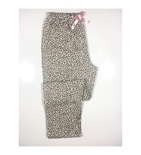 Leopar Desenli Pamuklu Cepsiz Kışlık Kadın Pijama Altı pmk4 (Kahverengi)