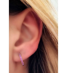 Pembe zirkon tasli gümüs halka küpe 1cm