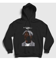 Presmono Unisex Siyah Icon Tupac Shakur Kapüşonlu Sweatshirt 45907tt