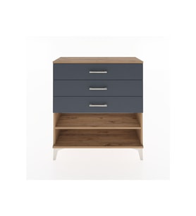 Arges Şifonyer Tek Raflı 3 Çekmeceli 88x30x96 Çam-Antrasit