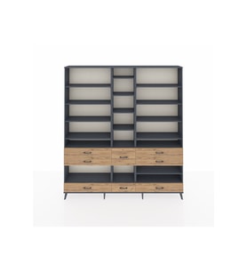 Arges Dolap 19 Raflı 8 Çekmeceli  220x30x243 Antrasit-Antrasit/Çam