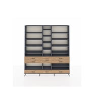 Arges Dolap 19 Raflı 8 Çekmeceli  220x30x243 Antrasit-Antrasit/Çam