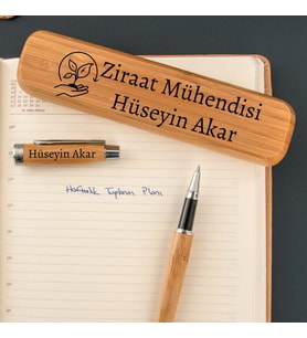 Ziraat Mühendislerine Özel Bambu Kutulu Kalem Seti