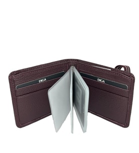 Diga 794 Hakiki Deri Lastikli Kartlık Cüzdan Bordo (DENIM)
