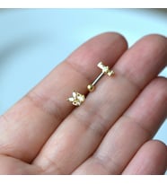 Hologram Çiçek Helix Piercing Kıkırdak Cerrahi Çelik Gold Renk (Çok Renkli)