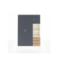 Arges Dolap 5 Raflı 3 Çekmeceli Tek Askılı 132x30x195 Aytaşı-Antrasit/Çam