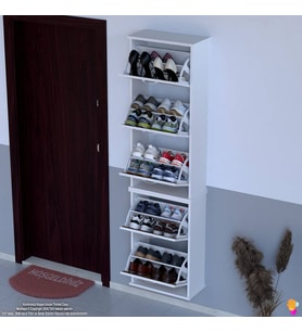 Modilayn VARBİ UMAY' 2 Li Asma Kapı Önü 52x193x26 cm’ lik 5 Düşer Kapak 10 Göz Ayakkabılık (Ceviz)