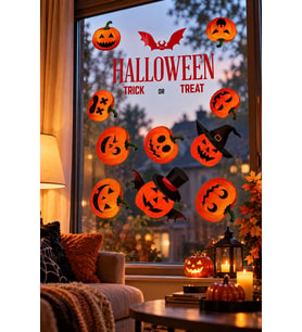 Halloween Balkabağı Desenli Cam Sticker Cadılar Bayramı Pencere Vitrin Parti Dekorasyon Süsü