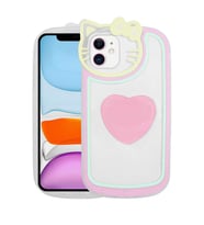 Uyumlu Model Apple iPhone 11 Kılıf Kedi Figürlü Pop Soketli Kapak (Pembe)