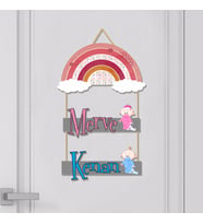 Gökkuşağı Tasarımlı Ahşap Bebek Odası Kapı Süsü