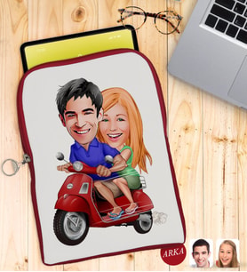 BK Gift Kişiye Özel Sevgililer Karikatürlü Taşınabilir Koruyucu Tablet Kılıfı & Organizer Çanta - Kırmızı-10