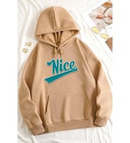 Fermuarlı Kapüşonlu Unisex Sweatshirt (Bej)