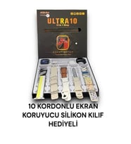 Ultra 10 Watch 49mm 10 in 1 Edition 10 Kordon + Silikon Koruyucu Kablosuz Şarj Özellikli Akıllı Saat