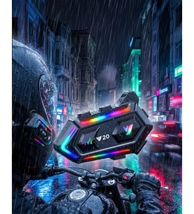 Northcity Bluetooth 5.3 Motosiklet Kask Intercom Kulaklık 1000 Metre IPX6 Su Geçirmez RGB Aydınlatmalı