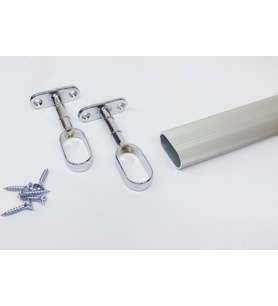 Gardırop Elbise Askı Borusu Alüminyum Dolap Borusu Oval 100 cm ve 2 Adet Boru Başlığı